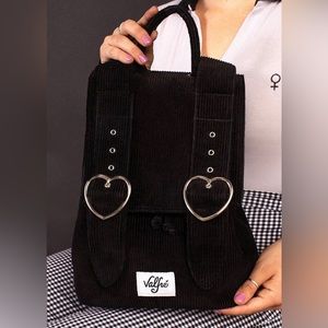 Valfre black heart corduroy backpack